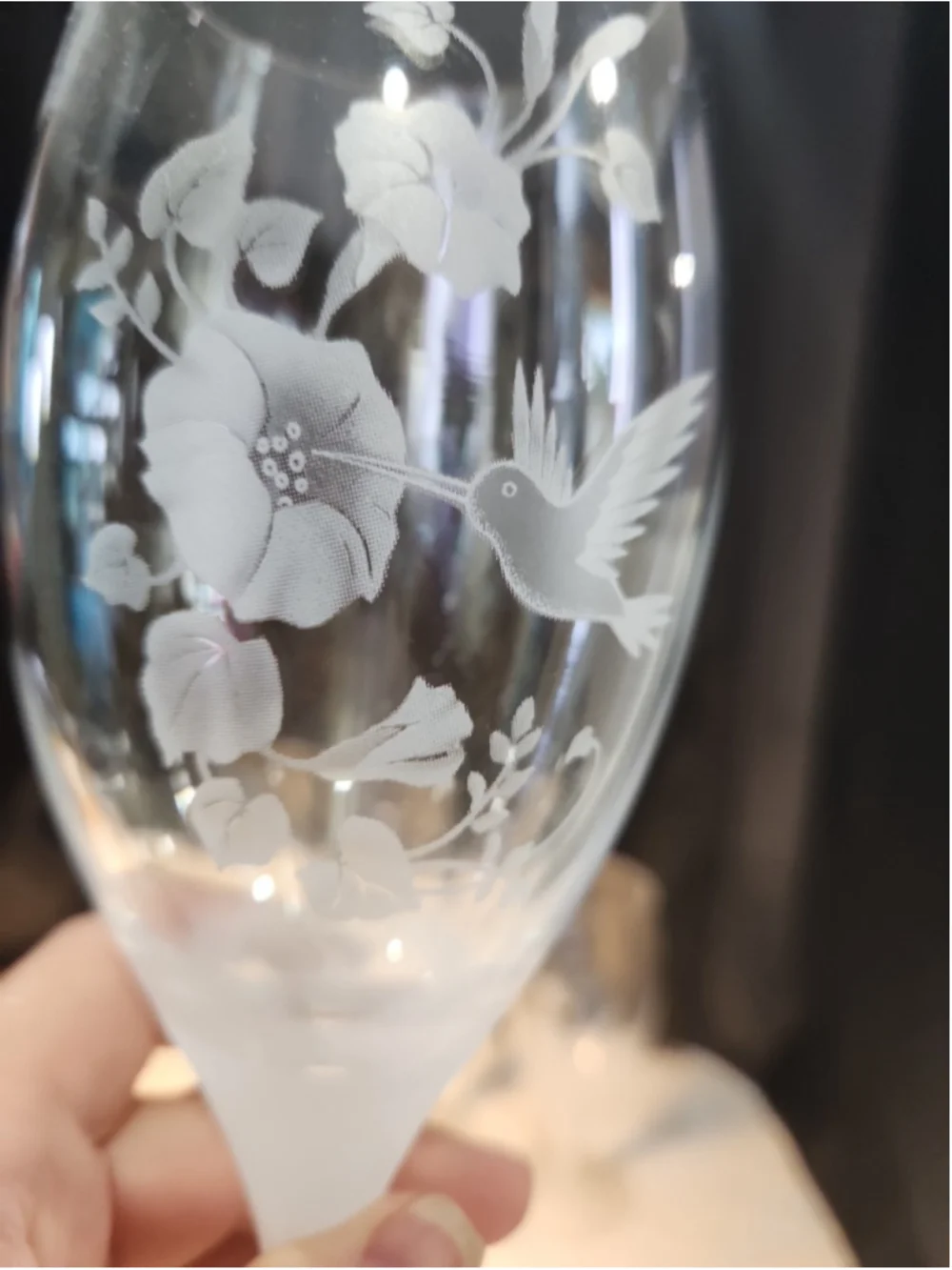 Avon Crystal Goblets, Humming Birds, Made In France, NOS